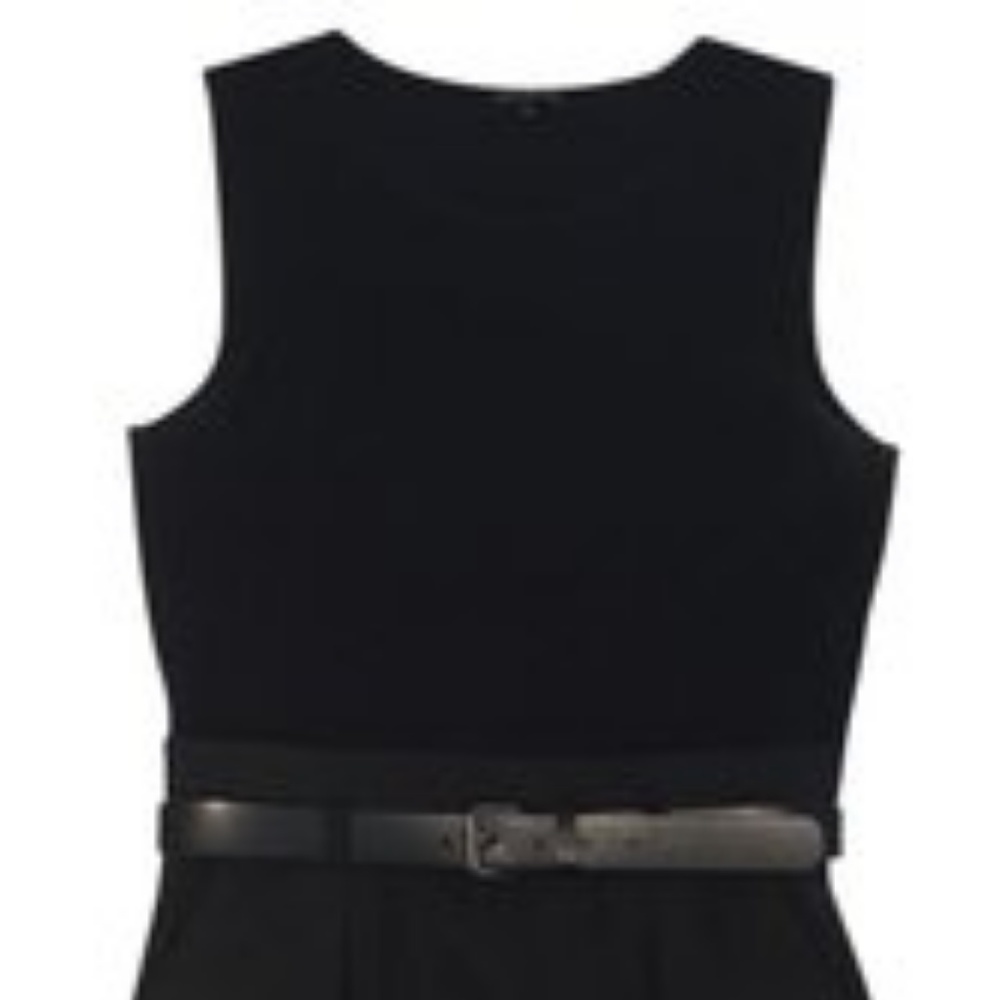 Black knit top with wool bottom skirt